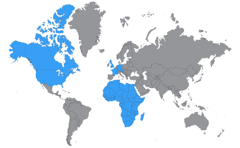 Tricord, Inc. Global Map of Serviced Countries